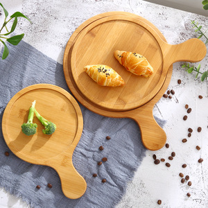 Plateau à pizza rond en bambou 6 et 9 pouces, planche de service en bois pour pain et pizza, usage restaurant - Product Image 4