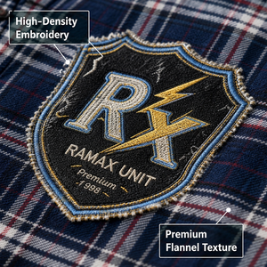 เสื้อแจ็คเก็ตผ้าสักหลาดลายสก็อตมีฮู้ดสำหรับผู้ชาย 480GSM ผ้าฝ้ายทรงปกติ สวมใส่สบายๆ ในฤดูใบไม้ร่วง ดีไซน์กระเป๋าโลโก้ด้านหน้า - Product Image 2