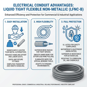 Homologué UL 1/2 pouce Conduit flexible étanche aux liquides non métallique LFNC-B en PVC gris, tube électrique étanche pour la protection des câbles - Product Image 5