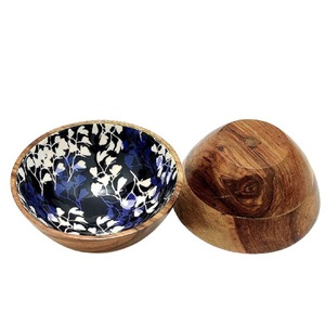 Natural Wooden Salad Serving Bowl Custom Made Table Top Wooden Bowl Dough Bowl for Home Kitchen Use - Product Image 2