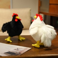 Peluche de coq bicolore réaliste, poussin dodu, poule de grande taille, coussin décoratif