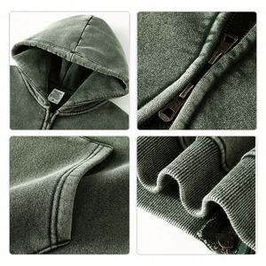 Sudadera con capucha vintage con cremallera y logotipo personalizado al por mayor, chaqueta lisa de peso pesado para hombre, sudadera con capucha con cremallera lavada al ácido para hombre - Product Image 6