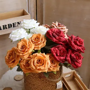JH220014 7 सिर लोकप्रिय बेच गुलाब झाड़ियों गुलाब की बिक्री पर अशुद्ध गुलाब गुलदस्ता शादी का गुलदस्ता