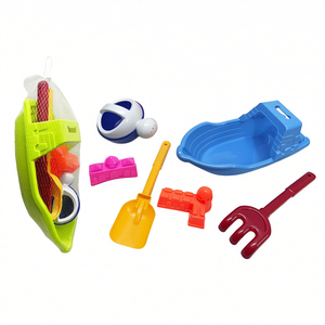 Red Barco Playa 6 Pc Beach Toys Set With Shovel Rake Bucket Mold For Kids Sand Play 15x36x12.5 Cm - Product Image 1