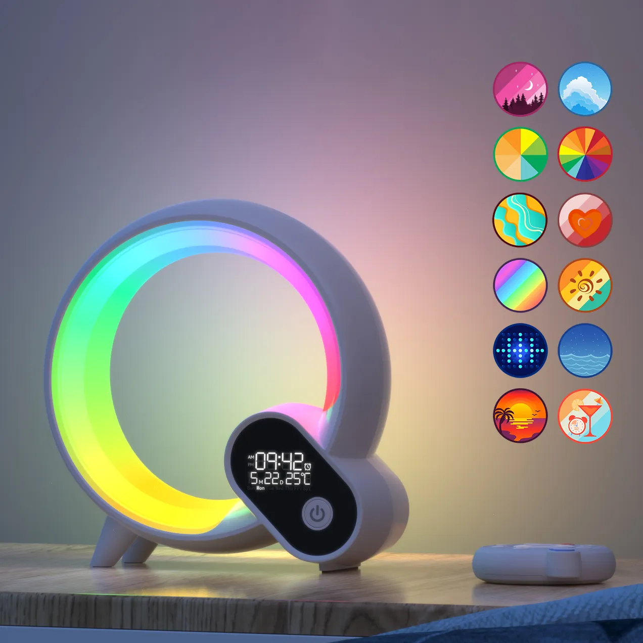 화이트 노이즈 머신 음악 밝기 조절이 가능한 RGB Q 새로 알람 시계 미니 스마트 휴대용 스피커