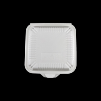 Boîte à lunch en plastique à charnière 8x8, écologique, sans BPA, en PP de qualité alimentaire, jetable, pour hamburger, noire transparente