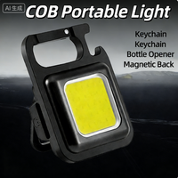 Lampu Gantungan Kunci LED COB Isi Ulang USB, Aluminium Alloy Tahan Air Multifungsi Mini Darurat Portabel Magnetik