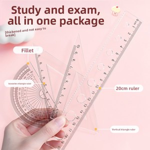 Ensemble de papeterie personnalisé : règle à <span class=keywords><strong>dessin</strong></span> en PVC de 20 cm, règle en plastique pour étudiants, fournitures scolaires - Product Image 3