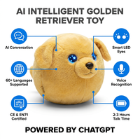 Peluche Interactivo Golden Retriever con ChatGPT, LED Brillante Intermitente, Interacción Instantánea de Preguntas y Respuestas, Personalización en Pequeños Lotes