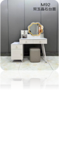 Coiffeuse moderne avec plateau en pierre, miroir LED en forme de nuage et pieds métalliques inclinés, ensemble de coiffeuse avec tabouret pour chambre à coucher, vente en gros