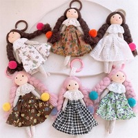 Pendentif de sac personnalisé en tissu tressé mignon, porte-clés jouet style Mori Girl avec jupe florale, ornement suspendu