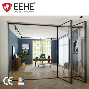 Factory Direct Sales Exterior Folding Sliding Door System Aluminum Glass Bifold Door