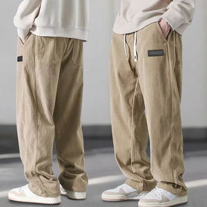KingSen High Quality Men's Casual Pants Vintage Corduroy <b>Trousers</b> Soft Fabric <b>Drawstring</b> Waist Casual Daily Wear Sweatpants - Product Image 1