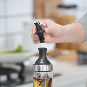Botol Dispenser cuka minyak kaca kecil 570ml, Set tutup Stainless Steel anti bocor untuk memasak di dapur rumah - Product Image 3