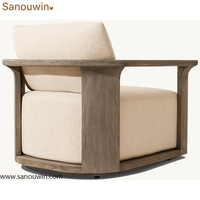 Fauteuil de jardin moderne en bois pour l'extérieur, avec coussin, résistant aux intempéries, chaise longue de patio