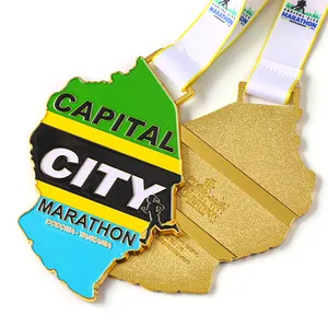 custom gold plating enamel metal marathon medallion capital city marathon medal