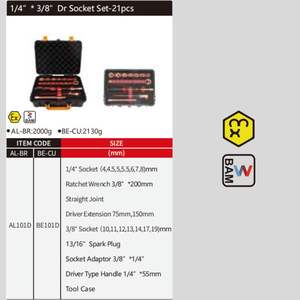 WEDO德国DIN标准和BAM认证ATEX无火花1/4 "* 3/8" <span class=keywords><strong>Dr</strong></span>插座Set-21pcs - Product Image 5