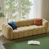 Sofás de Salón Color Calabaza, Estilo Francés Vintage Moderno Minimalista, Juego de Sofás en Tono Crema, Sofá Lineal para Apartamento