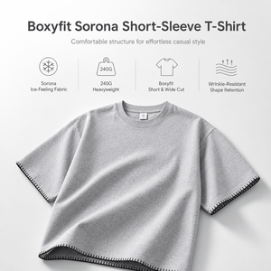 เสื้อยืดโอเวอร์ไซส์ผู้ชายผ้า Sorona เย็นสบาย ระบายอากาศดี ให้ความรู้สึกเย็นสบายเหมือนน้ำแข็ง แขนสั้น ป้องกันการเป็นขุย ทรงหลวม สวมใส่สบาย เหมาะสำหรับฤดูร้อน - Product Image 3