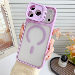 Coque de téléphone magnétique Candy Frosted avec support d'objectif et support de caméra pour iPhone 17 16 Pro Max, dos transparent mat - Product Image 4
