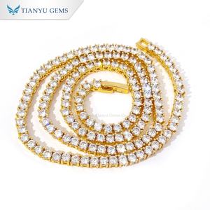 Collar de cadena estilo tenis Tianyu Gems, chapado en oro e incrustado con circonita cúbica grande, joyería moderna de estilo hip-hop. - Product Image 1