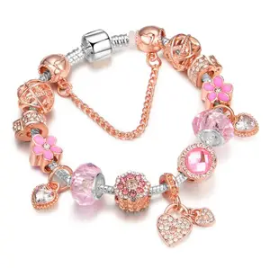 Bracelet en pierre en forme de cœur, bijou d'amitié, couleur or rose, à breloque, tendance été