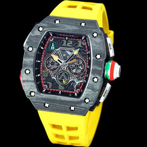 นาฬิกาข้อมือผู้ชาย ยี่ห้อ 2025RM รุ่นใหม่ ขนาด 48 มม. ตัวเรือนคาร์บอนไฟเบอร์ สายยาง ระบบอัตโนมัติเต็มรูปแบบ พร้อมฟังก์ชั่นปลุก หน้าปัดแบบเข็ม - Product Image 1