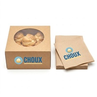 Ensemble d'emballages de boulangerie personnalisés, boîte à gâteau en papier kraft avec fenêtre, emballage à emporter avec logo personnalisé pour boutique de desserts