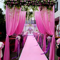 Tapis de mariage rose 100% polyester, tapis d'exposition aiguilleté, tapis mural pour événements, extérieur et fêtes, en provenance de Chine