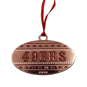 Custom Happy Holiday Rose Gold Oval badge with red ribbon for promotional medal gift