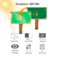 Panel LCD TIANMA 7" 800x480 TM070RDHG34 Layar Tahan Sinar Matahari untuk Luar Ruangan, Dapat Dibaca di Suhu Tinggi, Layar LCD 7 Inci