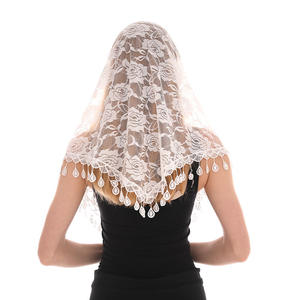 Offre Spéciale Dentelle Monochrome Coréen Triangle Écharpe De Mode Creux Dames Solide Couleur Rose Triangle Écharpe Islamique De Mariage Voile - Product Image 2