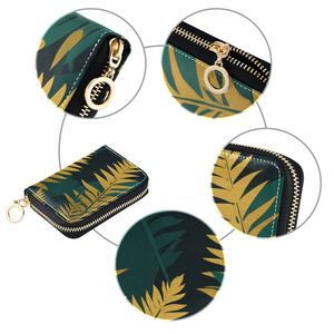 Tarjetero Delgado con Cierre y Estampado de Hoja de Palma, Cartera de Cuero PU con Logotipo Personalizado para Uso Diario - Product Image 3