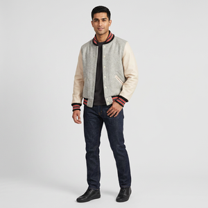 Customizable Vintage Outdoor <b>Men's</b> XL Varsity Jaet <b>White</b> Wool Winter Coat with Embroidery 100% All Wool Made by Manufacturer - Product Image 1