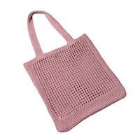 Sac fourre-tout de plage en maille crochetée brodée avec cordon de serrage, sac à bandoulière tricoté couleur bonbon pour femme, idéal pour l'été