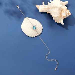 Bracelet en chaîne plaqué argent avec pendentif tortue en cristal bleu, design animal mignon unisexe, bijoux cadeau - Product Image 5