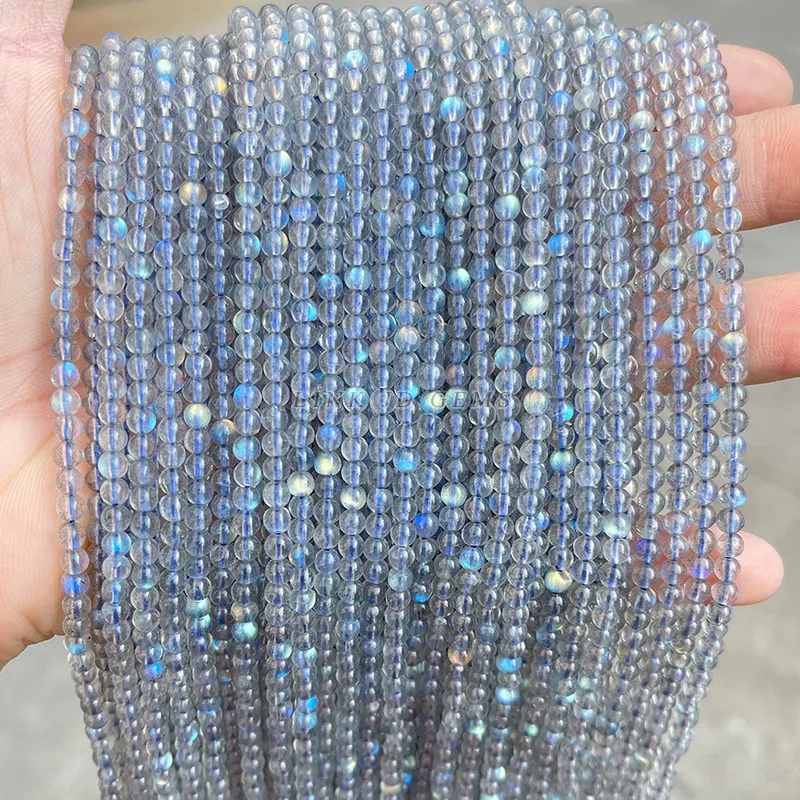 Wholesale 3mm 4mm Tiny Labradorite Gemstone Beads 5A 7A Natural Gray Moonstone Beads for Jewelry Making
