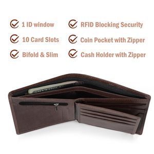 Men's Tri Fold Genuine Leather <b>Wallet</b> With <b>Rfid</b> <b>Blocking</b> Multiple Card Slots For Everyday Use - Product Image 4
