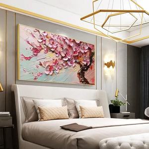 Pintura Abstracta Floral Texturizada Rosa al por Mayor, Pintura al Óleo Hecha a Mano sobre Lienzo, Arte de Pared, Obra de Arte Grande, Decoración del Hogar, Interior - Product Image 1