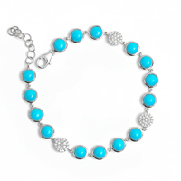 Bracelets tennis tendance faits à la main en or plaqué 18 carats avec pierres précieuses turquoise taille ronde Gemnel pour femmes, cadeau