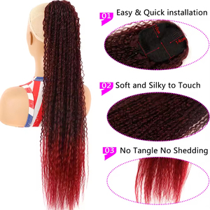 Extensiones de cola de caballo rizadas sintéticas de 32 pulgadas de largo Clip en cordón Peluca de cola de caballo onda de agua Afro Cola de Caballo postizo para mujer - Product Image 5
