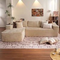 Sofá Modular de Esponja Pura Comprimida, Sofá Seccional Integrado con Estructura de Tela de Pana, Sofá Sencillo para Sala de Estar y Uso Hotelero