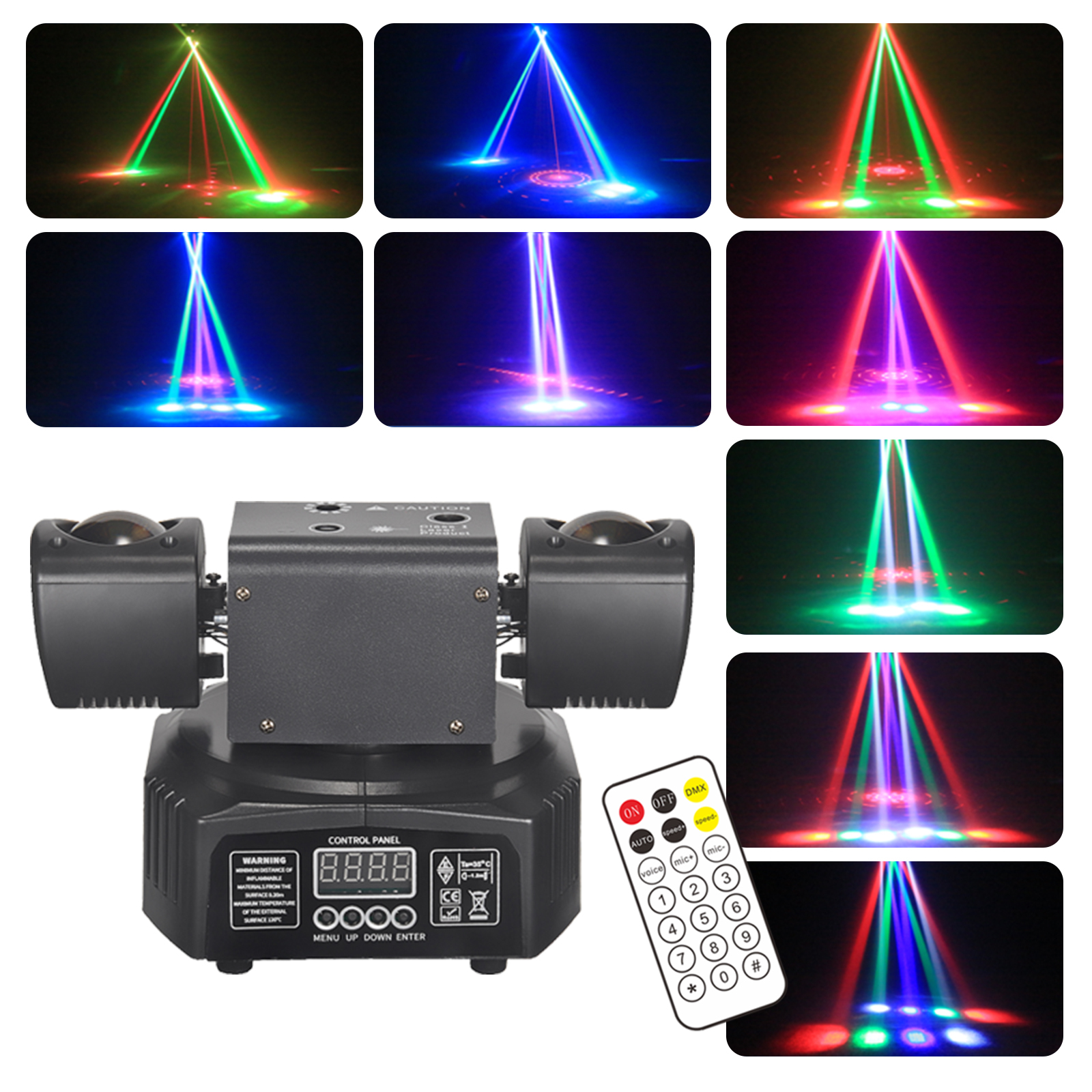 Mini 2Arm 36W LED Moving Head Stage Beam Lights with Remote Control DMX Sound Activated for Wedding Club Lighting