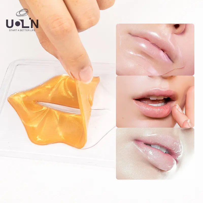 الجملة العضوية الوردي الذهب Lipmask تسمية خاصة مرطب سمنة الكولاجين الشفاه مستحضر تجميل للشفاة ورقة للعناية الشفاه