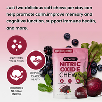 Gummies à mâcher molles OEM au jus de betterave, supplément d'oxyde nitrique avec extrait de betterave, CoQ10 et poudre d'açaï pour le soutien immunitaire