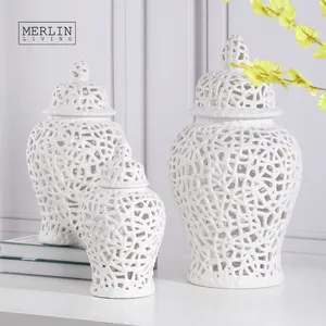 Merlin Living White Hollow Keramik Ingwer Glas Keramik Home Decor Große Vase Für Chaozhou Keramik Fabrik Großhandel