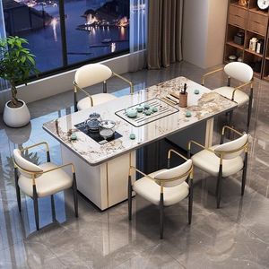Juego de mesa de té de lujo ligero con superficie de piedra y almacenamiento para sala de estar u oficina - Product Image 2