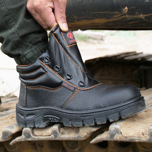 防水冬季安全靴防滑防刺穿皮革结构透气中帮工作靴钢头工业鞋 - Product Image 3