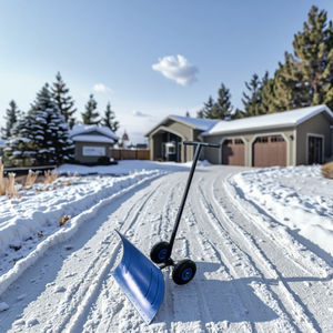 Zware Stalen Sneeuw <span class=keywords><strong>Shovel</strong></span> <span class=keywords><strong>Pusher</strong></span> Voor Oprit Wielen Verstelbare Handgreep Schuine Blad Wielen Sneeuwploeg - Product Image 4