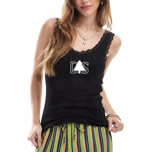 Top Canotta Sexy Aderente in Pizzo <span class=keywords><strong>per</strong></span> Ragazze Y2K, 95% Cotone 5% Spandex, Comodo e Traspirante, Top Canotta in Pizzo Lavorato a Maglia <span class=keywords><strong>per</strong></span> Donne - Product Image 3